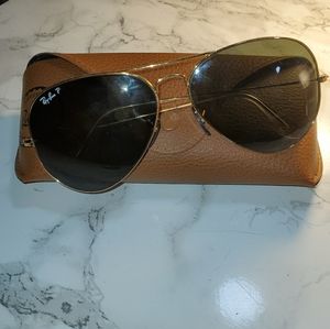 Ray Ban Gold frame Polarized Aviator